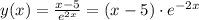 y(x) = \frac{x - 5}{ {e}^{2x} } = (x - 5) \cdot {e}^{ - 2x}