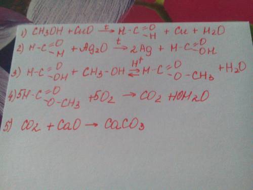 Ch3oh → hcoh → hcooh → hcooch3 → co2 → caco3?