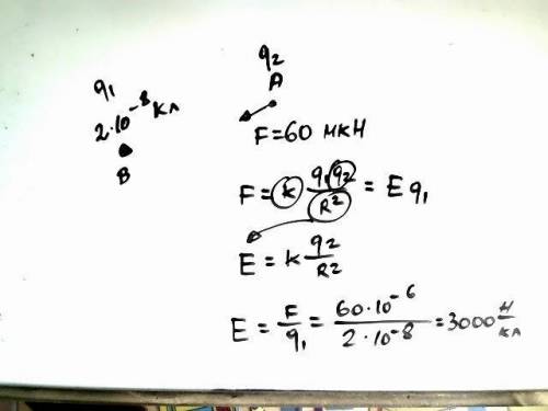 Точечный заряд 2×10 -8 кл, находящийся в точке в, взаимодействует с зарядом, находящимся в точке а,