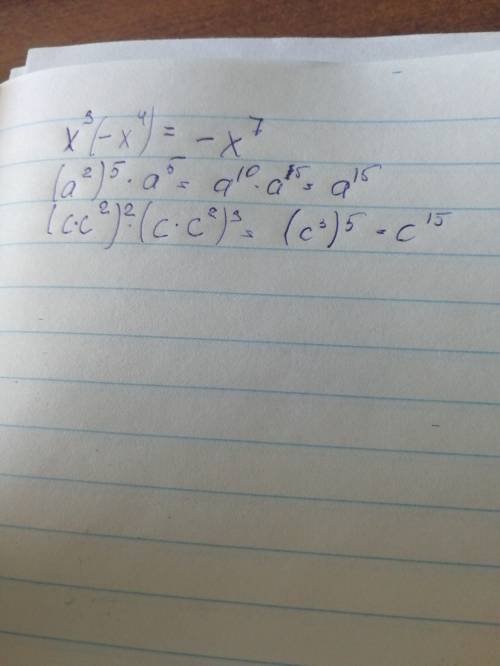 Выражение а) x^3×(-x^4) б) (a^2)^5×a^5 в) (c×c^2)^2×(c×c^2)^3