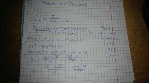 Укажите числа, которые являются корнями уравнения: 1/(x+1)=7/(x-5)-1/x