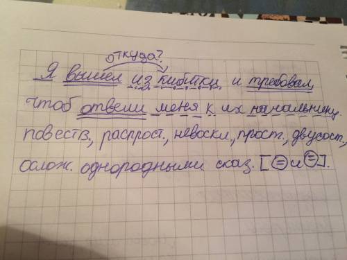 Синтаксический разбор предложения: я вышел из кибитки и требовал, чтоб отвели меня к их начальнику