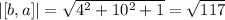 |[b,a]|=\sqrt{4^2+10^2+1}=\sqrt{117}