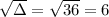 \sqrt{\Delta}= \sqrt{36}=6