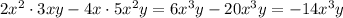 2x^2\cdot3xy - 4x\cdot 5x^2y =6x^3y-20x^3y=-14x^3y