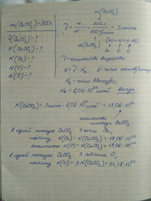 За урок ученики израсходовали 300 грамм мела (caco^3). какое это количество вещества? сколько это ст