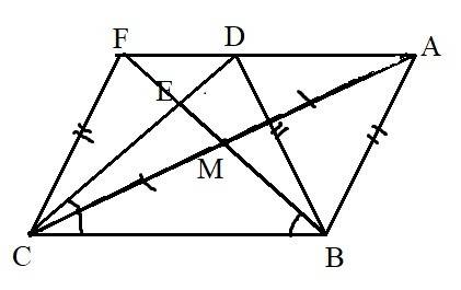 Втрапеции abcd боковая сторона ав равна диагонали bd. точка м - середина диагонали ас. прямая вм пер