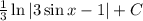 \frac{1}{3}\ln\left|3\sin x-1\right|+C