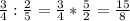 \frac{3}{4}:\frac{2}{5}=\frac{3}{4} *\frac{5}{2} =\frac{15}{8}