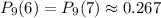 P_9(6)=P_9(7)\approx0.267