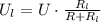 U_l = U \cdot \frac {R_l}{R + R_l}