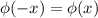 \phi(-x)=\phi(x)