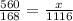 \frac{560}{168} = \frac{x}{1116}