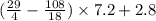 ( \frac{29}{4} - \frac{108}{18} ) \times 7.2 + 2.8