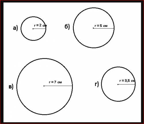 Начертите окружность, радиус который равен: а)2см б)5см в)7см г)3см 5мм! заранее : )