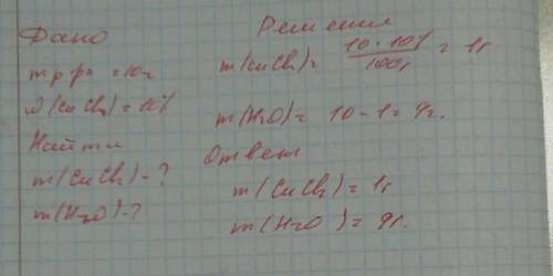 Приготовьте 10 граммов раствора с массовой долей cucl2 10%