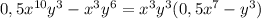 0,5x^{10}y^3-x^3y^6=x^3y^3(0,5x^7-y^3)