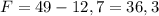 F=49-12,7=36,3