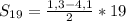 S_{19}=\frac{1,3-4,1}{2}*19