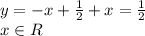 y=-x+\frac{1}{2}+x=\frac{1}{2} \\ x \in R