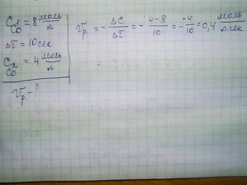 Начальная концентрация оксида углерода(ii) в сосуде для сжигания газов была равна 8 моль/л. в сосуд