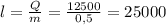 l=\frac{Q}{m}=\frac{12500}{0,5}=25000