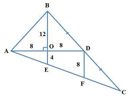 Втреугольнике abc биссектриса be и медиана ad перпендикулярны и имеют одинаковую длину, равную 16. н