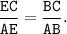 \displaystyle \tt \frac{EC}{AE} =\frac{BC}{AB}.