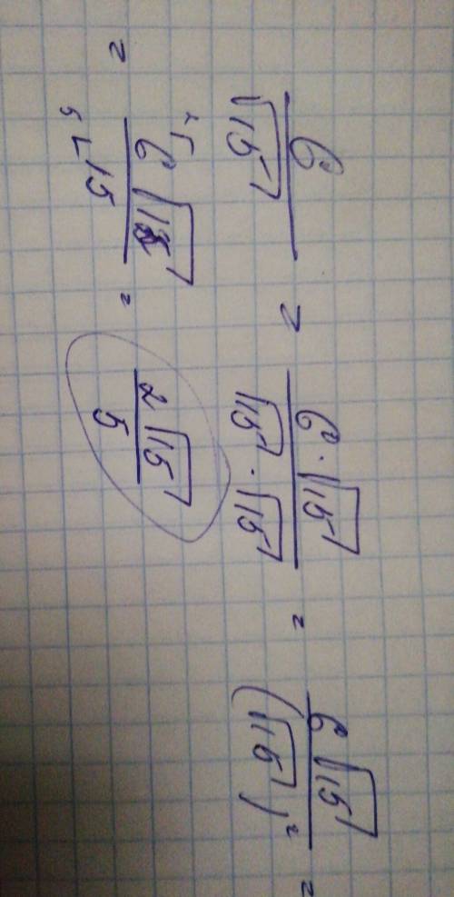 Освободитесь от ироциональности в знаменателе 6/√15