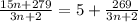 \frac{15n+279}{3n+2} =5+\frac{269}{3n+2} \\