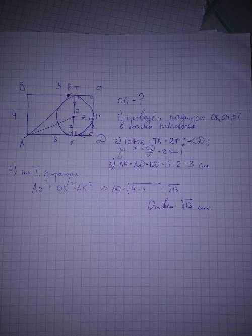 Впрямоугольнике abcd ab=4 и bc = 5. точка р - внутреняя точка отрезка bc. в четырехугольник apcd впи