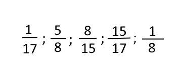 Всем .числами 1,5,8,15,17,запишите мять правельных дробей