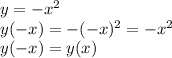 y=-x^2\\y(-x)=-(-x)^2=-x^2\\y(-x)=y(x)