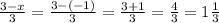 \frac{3-x}{3} =\frac{3-(-1)}{3}=\frac{3+1}{3}=\frac{4}{3}=1\frac{1}{3}