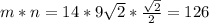 m*n=14*9\sqrt{2}*\frac{\sqrt{2} }{2}=126