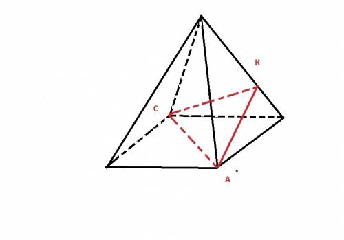 Ребро основания правильной четырехугольной пирамиды равно 4√2 двугранный угол при боковом ребре раве
