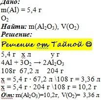 5.4 г алюминия сгорает в кислороде вычислить объем кислорода и массу образоваавшегося аксида