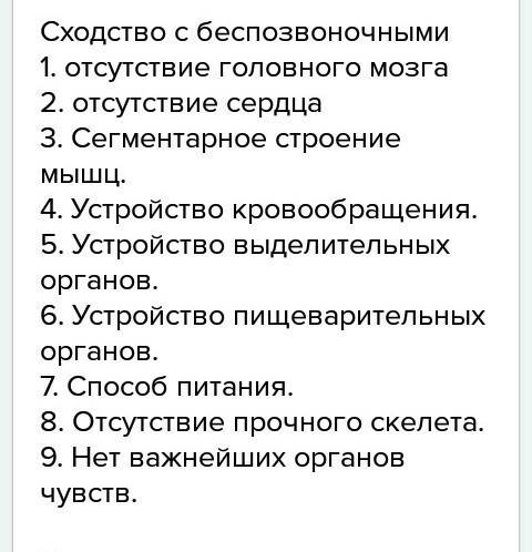 Отличия и сходства ланцетника и кольчатых чершей. на две колоночки отличия; 'сходства, по пунктам