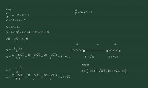 Решите неравенство f`(x)> 0 f(x)=x^2/2-5x+2