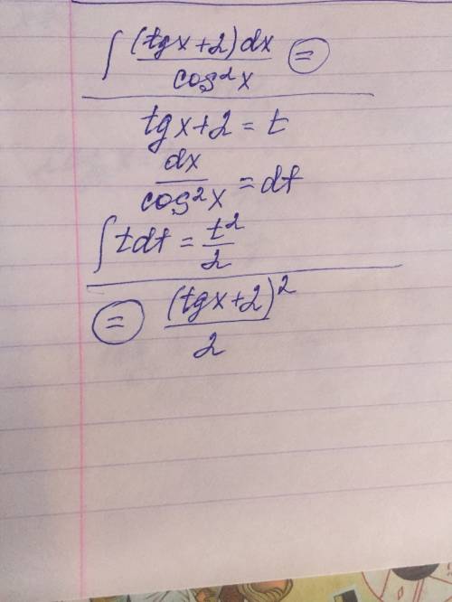 Интегрирование при универсальной подстановки: ( int (tgx+2)dx/cos^2