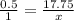 \frac{0.5}{1} = \frac{17.75}{x}