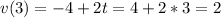 v(3)=-4+2t=4+2*3=2