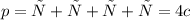 p = с+с+с+с=4c