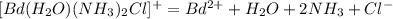 [Bd(H_{2}O)(NH_{3})_{2}Cl]^{+} = Bd^{2+} + H_{2}O + 2NH_{3} + Cl^{-}