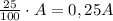 \frac{25}{100}\cdot A=0,25A