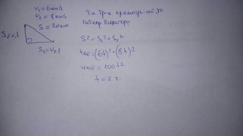 От остановки автобуса по перпендикулярным дорогам одновременно двинулись спортсмены со скоростью 6 к