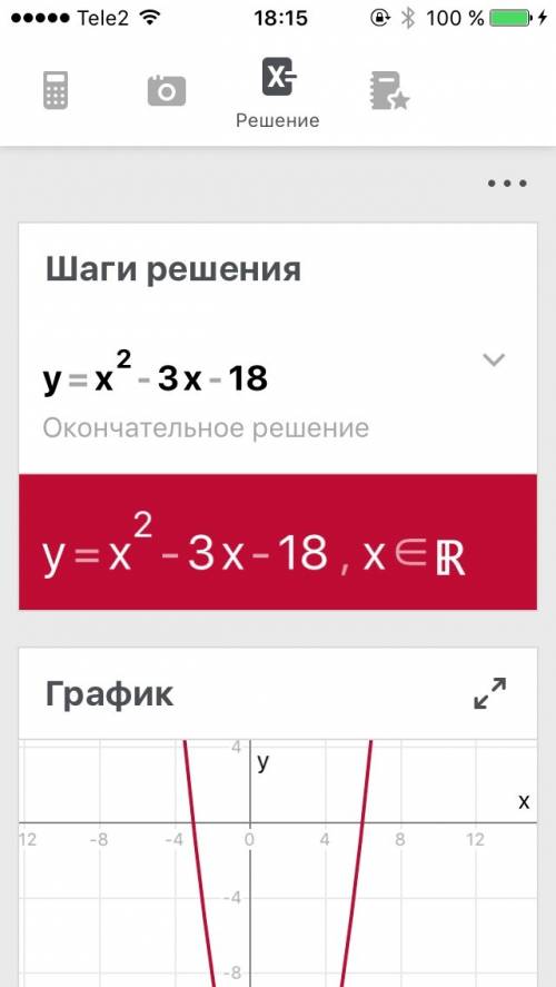 Построить график и исследовать его у= х²-3х-18