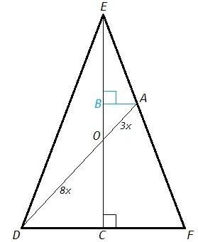 Вравнобедренном треугольнике def провели высоту ec к его основанию и на боковой стороне ef отметили