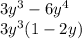 3y^{3}-6y^{4}\\3y^{3}(1-2y)