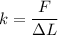 k = \dfrac{F}{\Delta L}